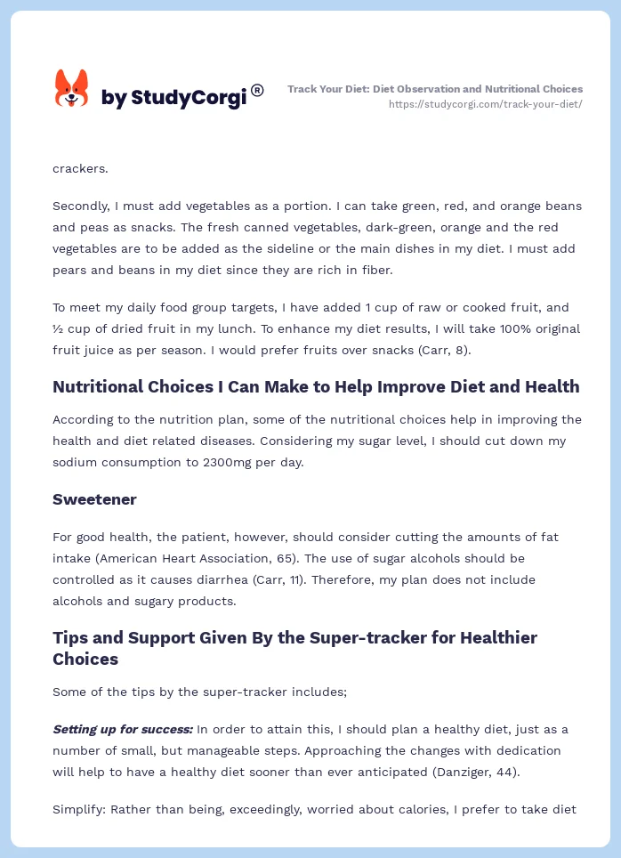Track Your Diet: Diet Observation and Nutritional Choices. Page 2