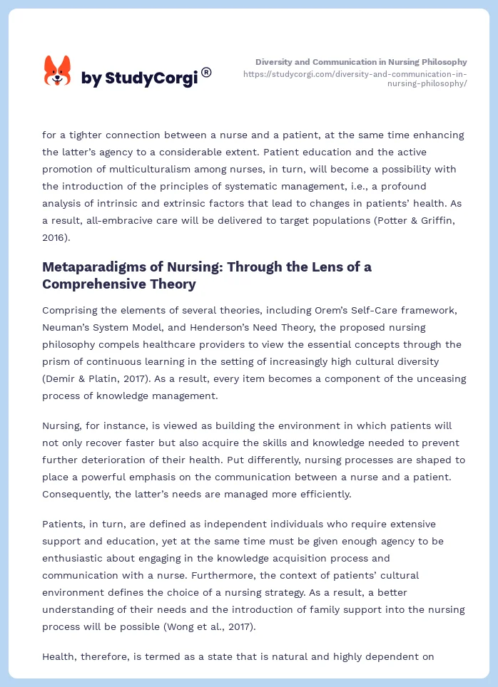 Diversity and Communication in Nursing Philosophy. Page 2