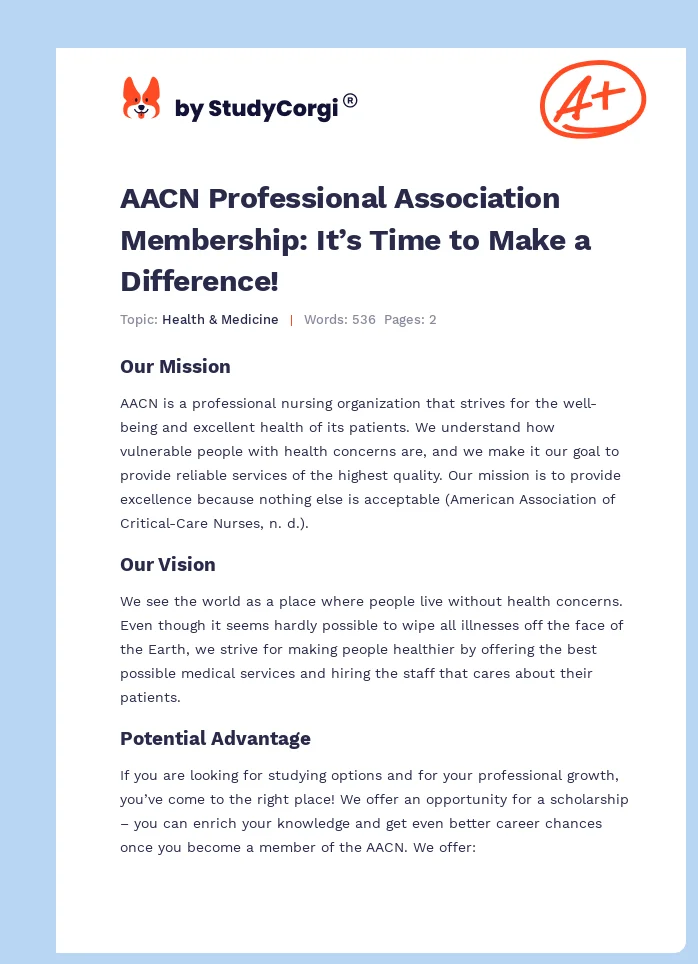AACN Professional Association Membership: It’s Time to Make a Difference!. Page 1