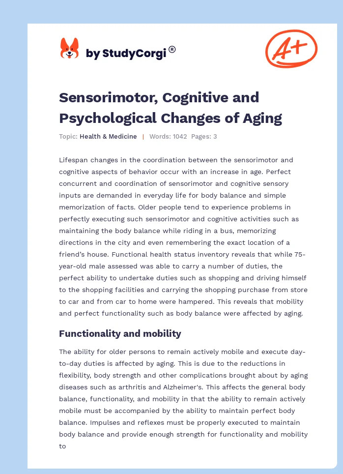 Sensorimotor, Cognitive and Psychological Changes of Aging. Page 1