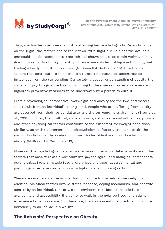 Health Psychology and Activists’ Views on Obesity. Page 2