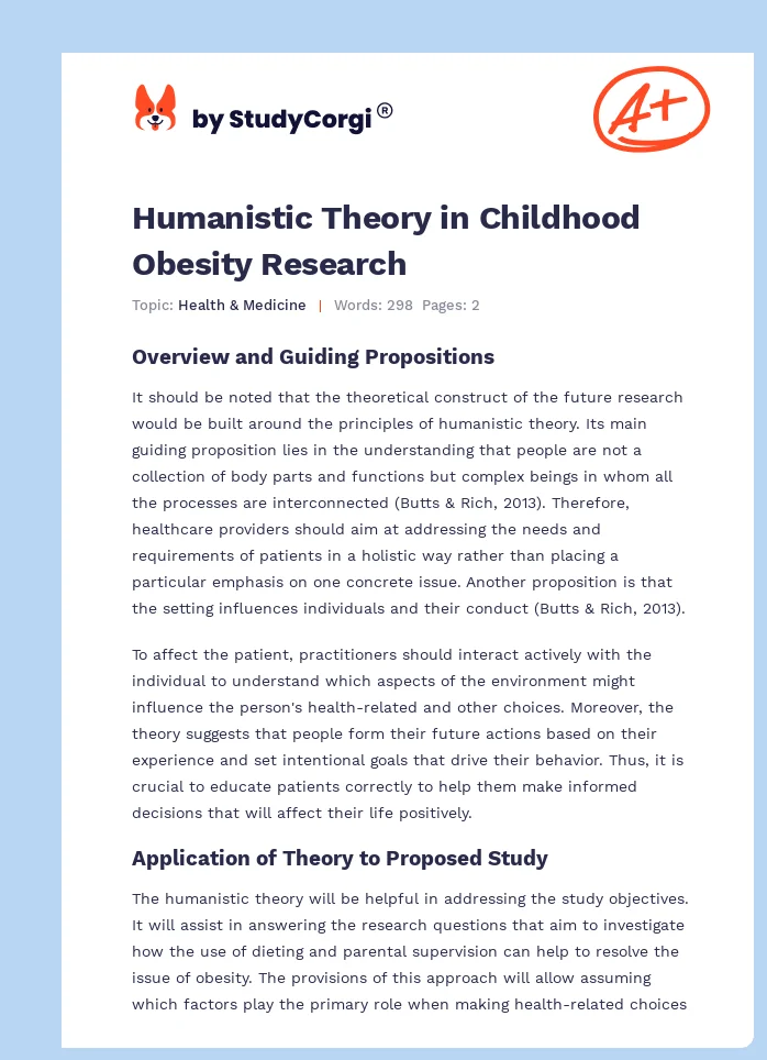 Humanistic Theory in Childhood Obesity Research. Page 1