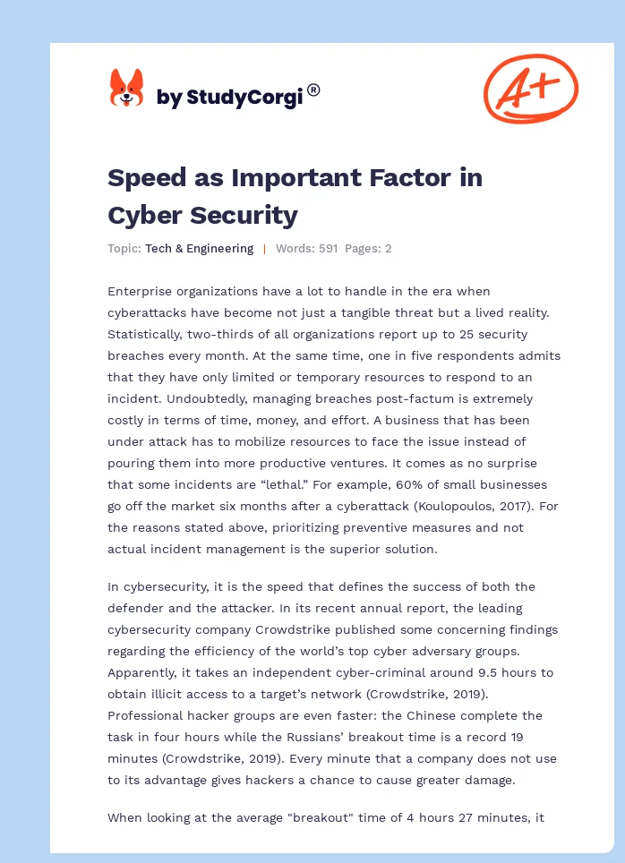 Speed as Important Factor in Cyber Security. Page 1
