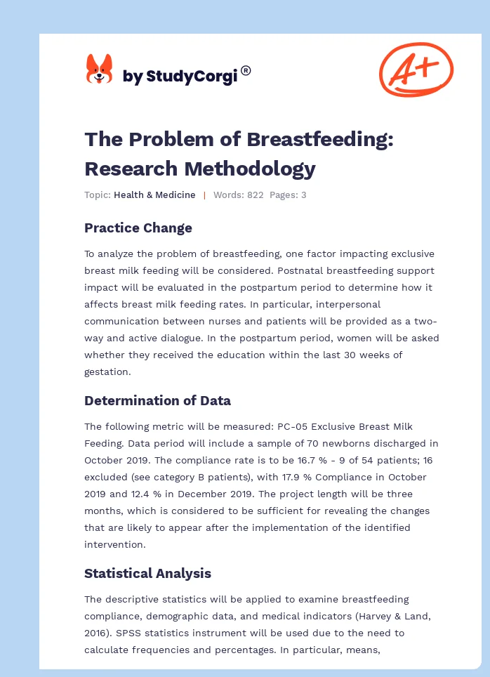 The Problem of Breastfeeding: Research Methodology. Page 1
