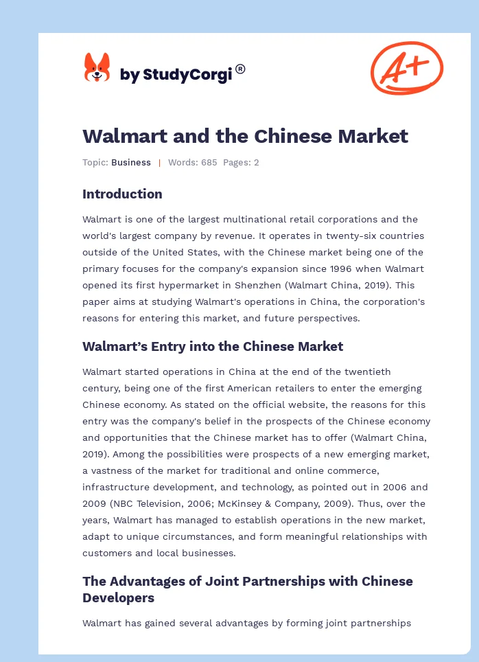 Walmart and the Chinese Market. Page 1