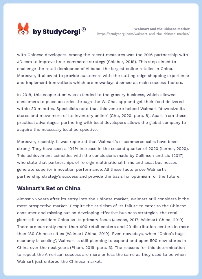 Walmart and the Chinese Market. Page 2
