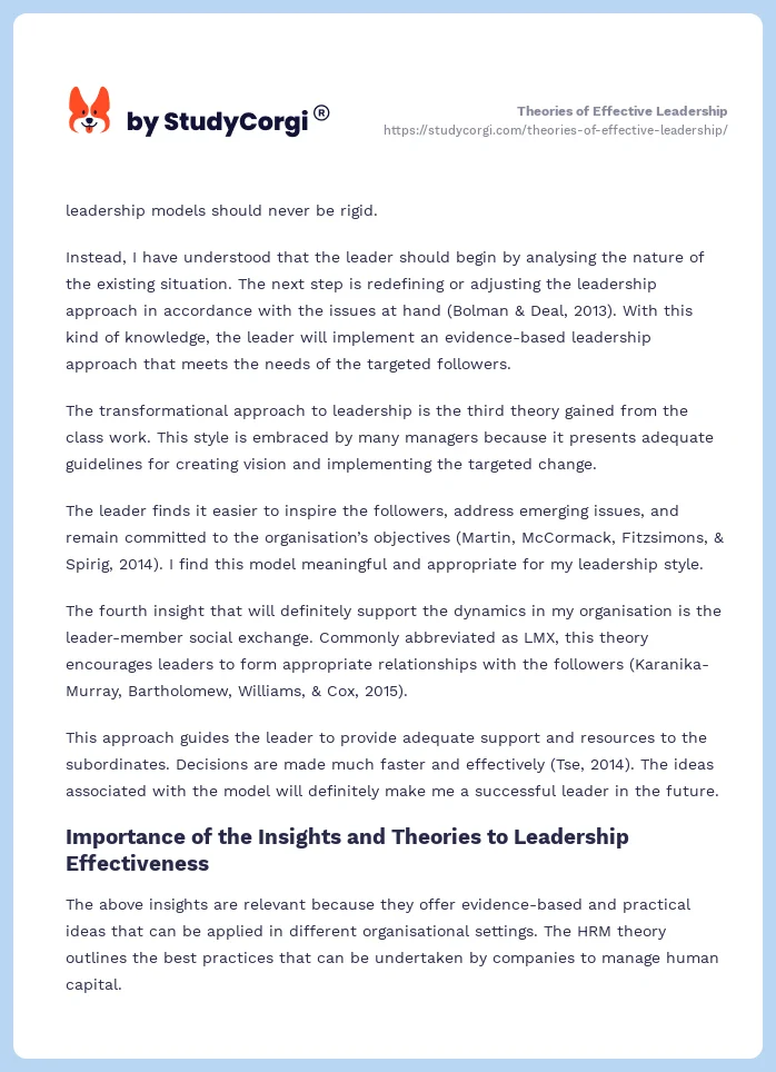 Theories of Effective Leadership. Page 2