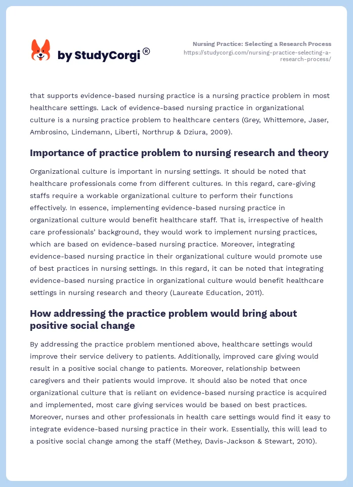 Nursing Practice: Selecting a Research Process. Page 2
