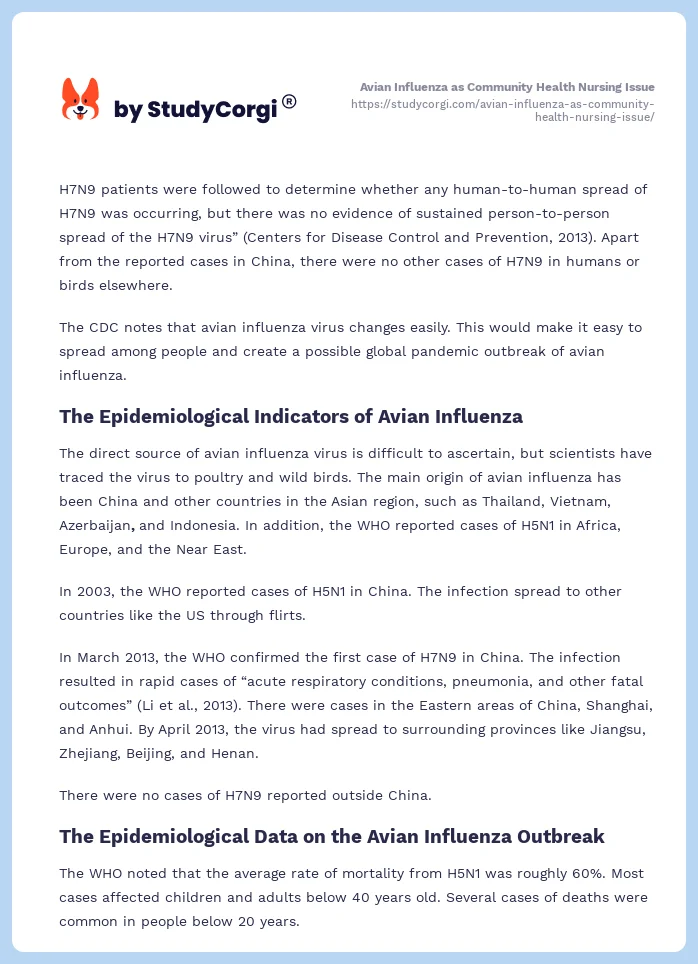 Avian Influenza as Community Health Nursing Issue. Page 2