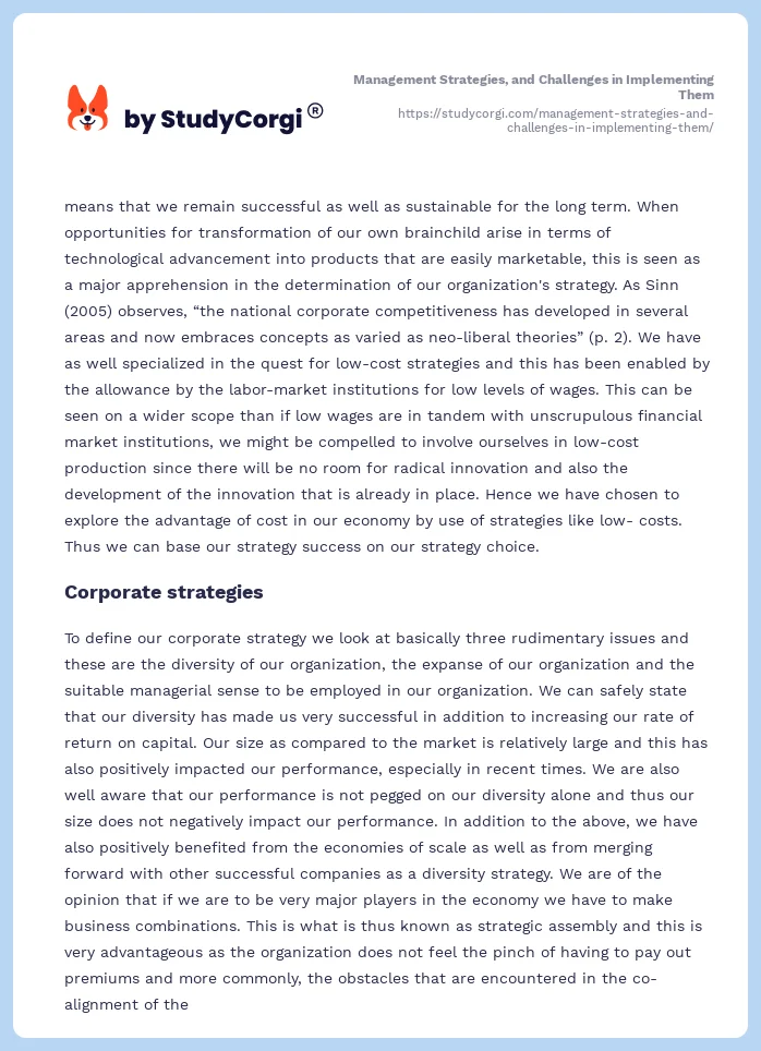 Management Strategies, and Challenges in Implementing Them. Page 2