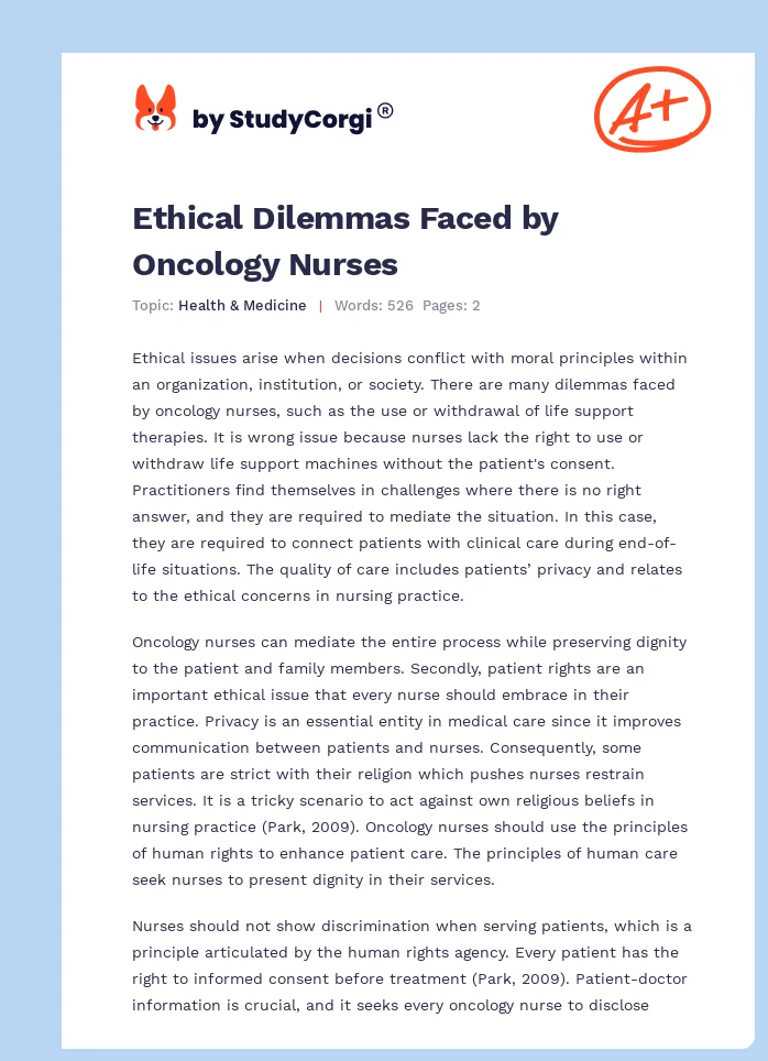 Ethical Issues in Nursing Practice. Page 1