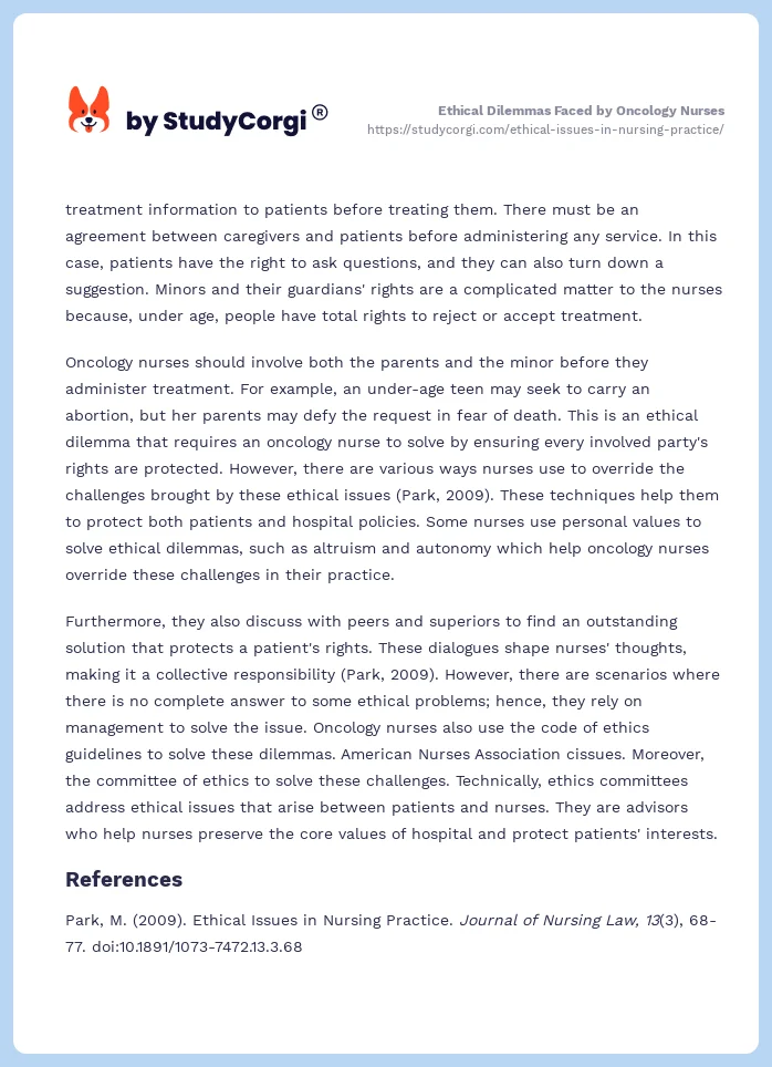 Ethical Issues in Nursing Practice. Page 2