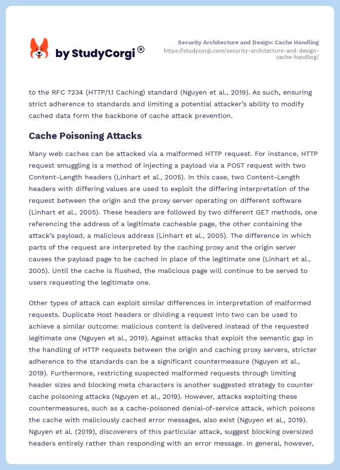 Security Architecture and Design: Cache Handling. Page 2
