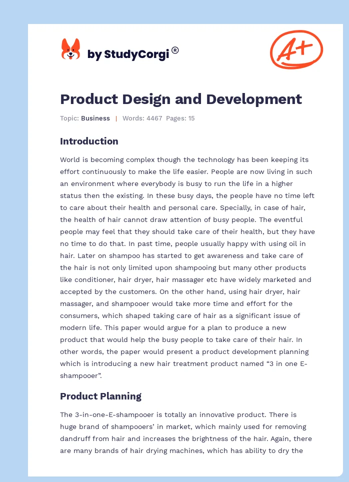 Product Design and Development. Page 1