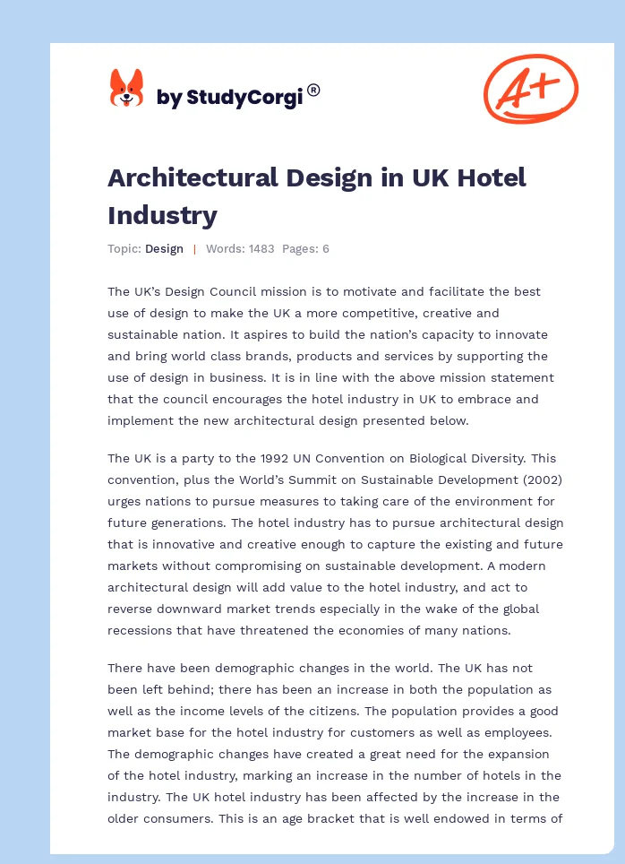 Architectural Design in UK Hotel Industry. Page 1