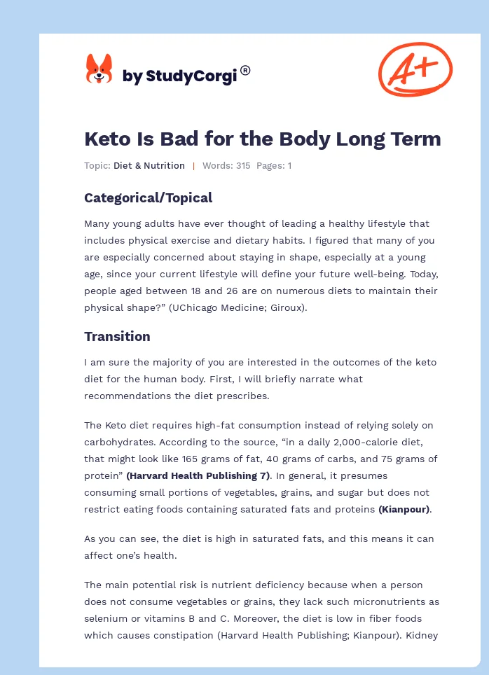 Keto Is Bad for the Body Long Term. Page 1