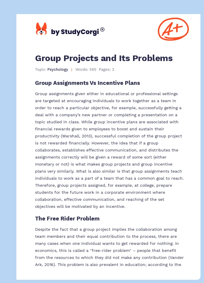 Group Projects and Its Problems. Page 1