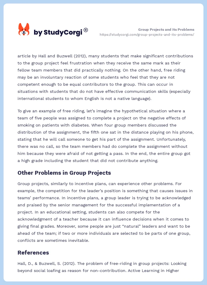 Group Projects and Its Problems. Page 2