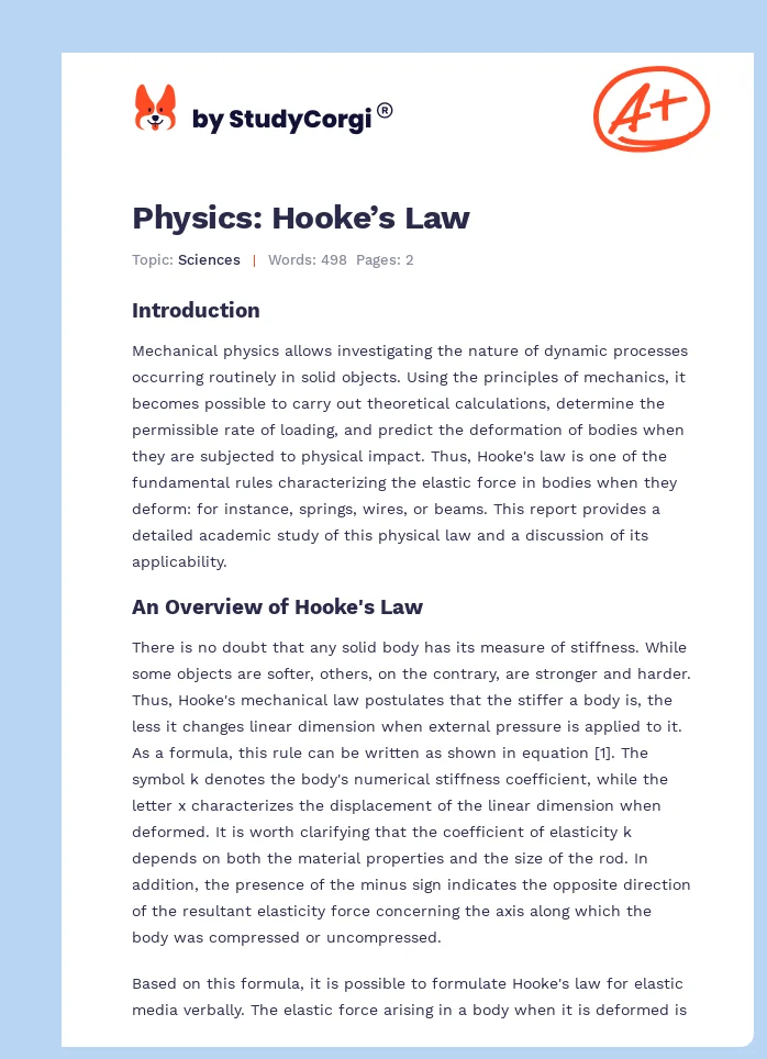 Physics: Hooke’s Law. Page 1