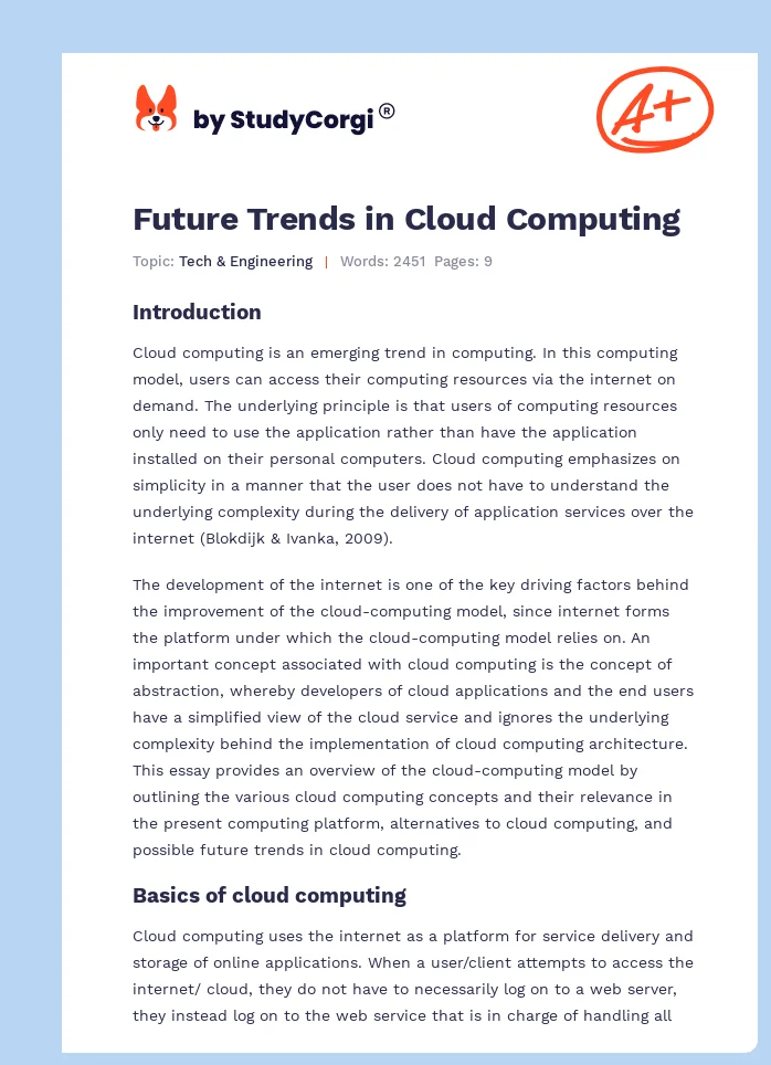 Future Trends in Cloud Computing. Page 1