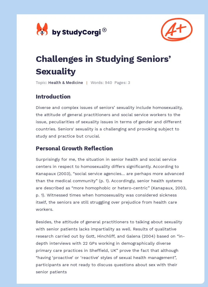 Challenges in Studying Seniors’ Sexuality. Page 1