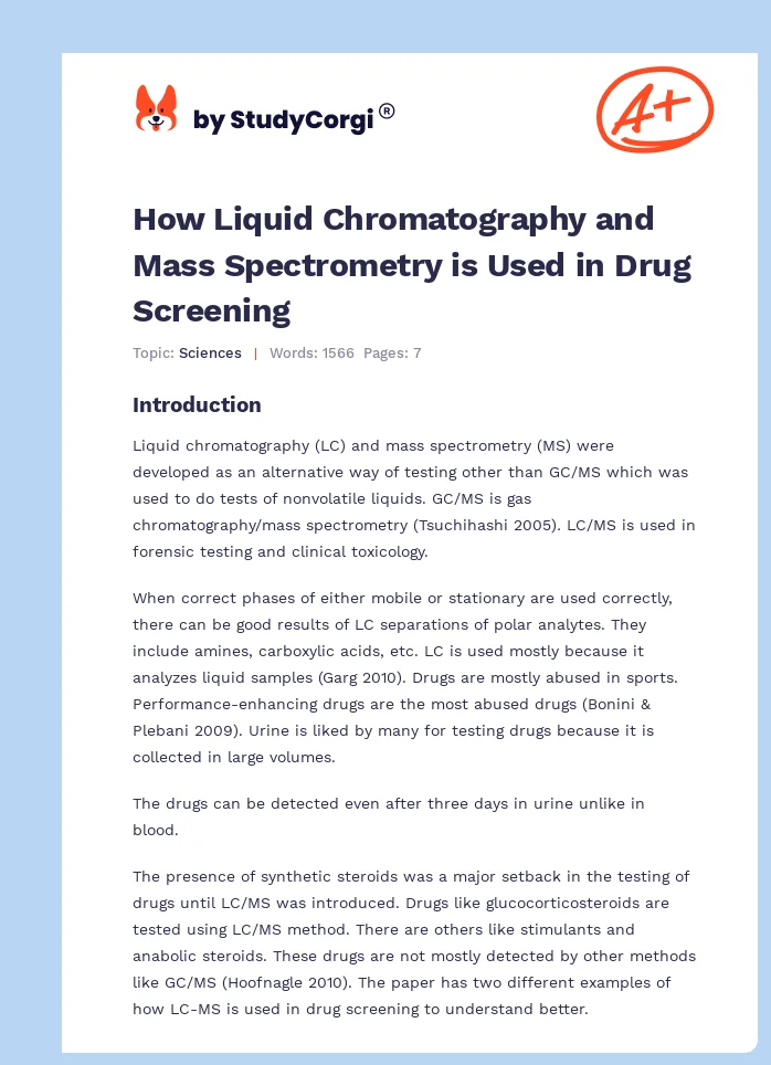 How Liquid Chromatography and Mass Spectrometry is Used in Drug Screening. Page 1