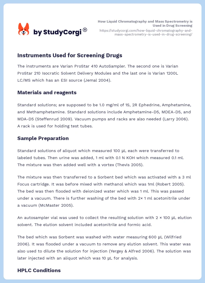 How Liquid Chromatography and Mass Spectrometry is Used in Drug Screening. Page 2