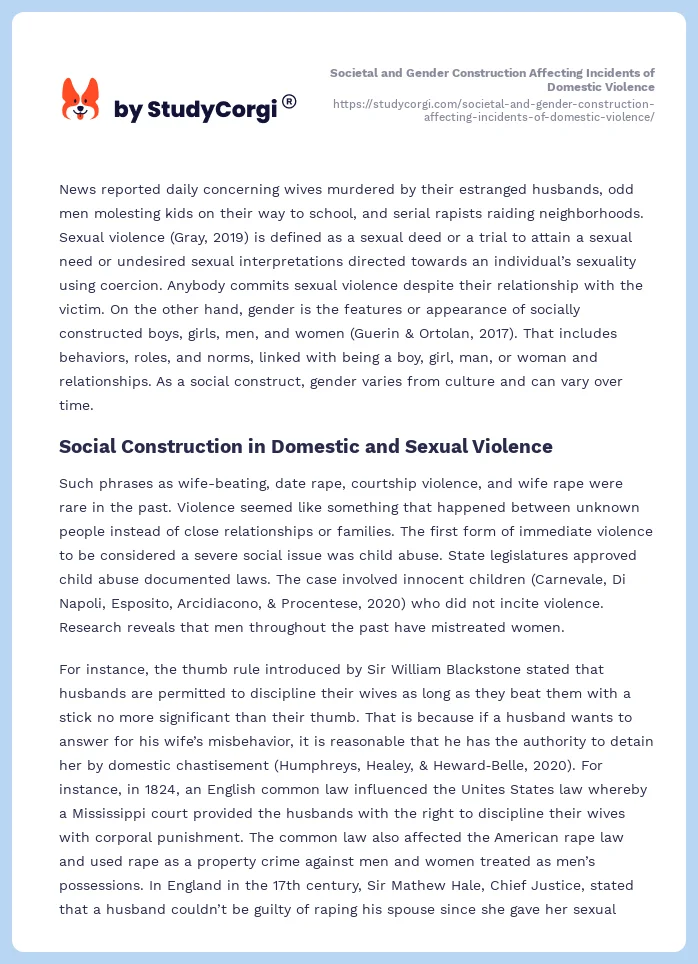 Societal and Gender Construction Affecting Incidents of Domestic Violence. Page 2