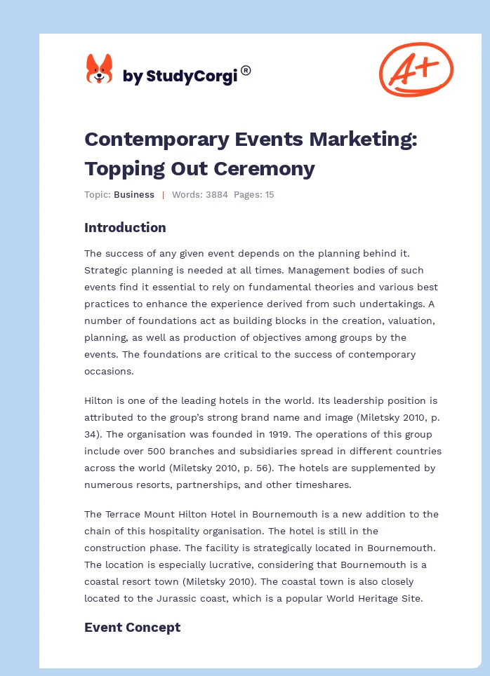 Contemporary Events Marketing: Topping Out Ceremony. Page 1