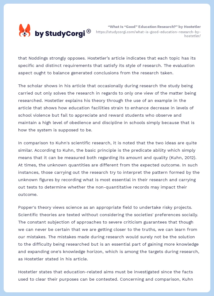 “What Is “Good” Education Research?” by Hostetler. Page 2