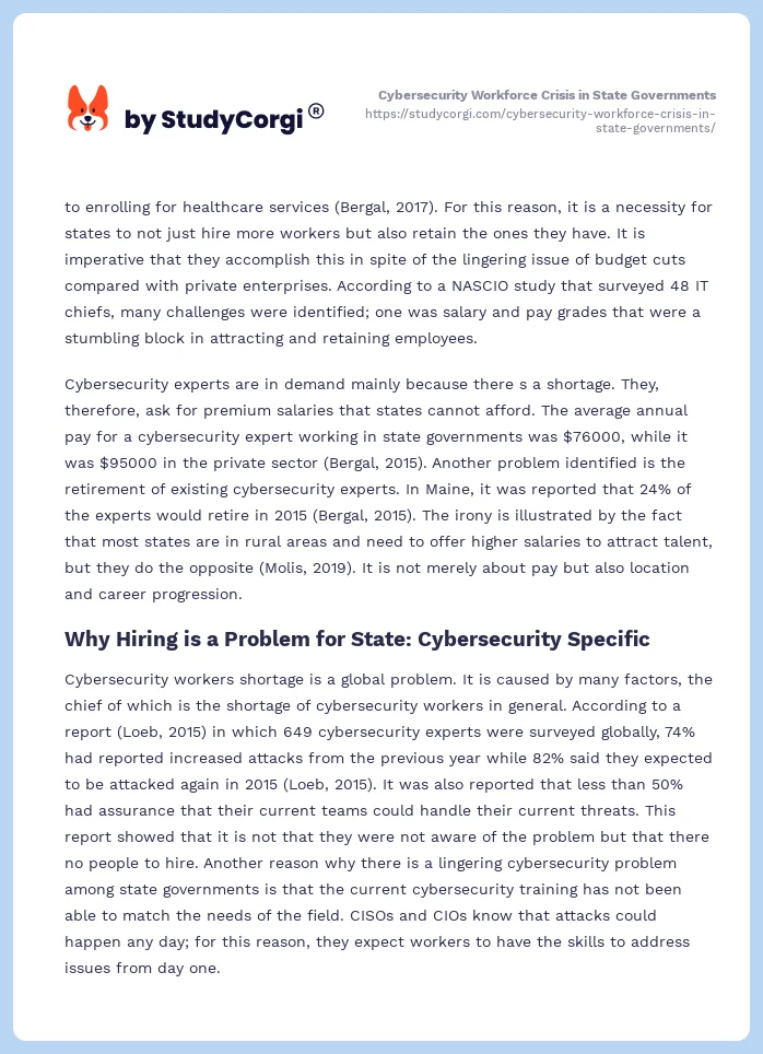 Cybersecurity Workforce Crisis in State Governments. Page 2