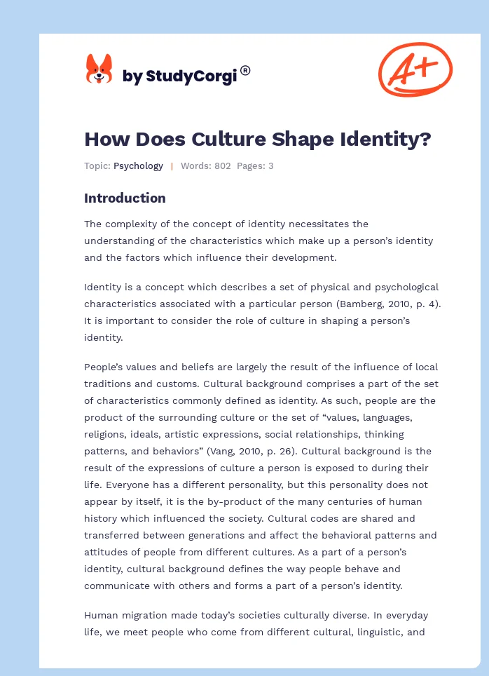 How Does Culture Shape Identity?. Page 1