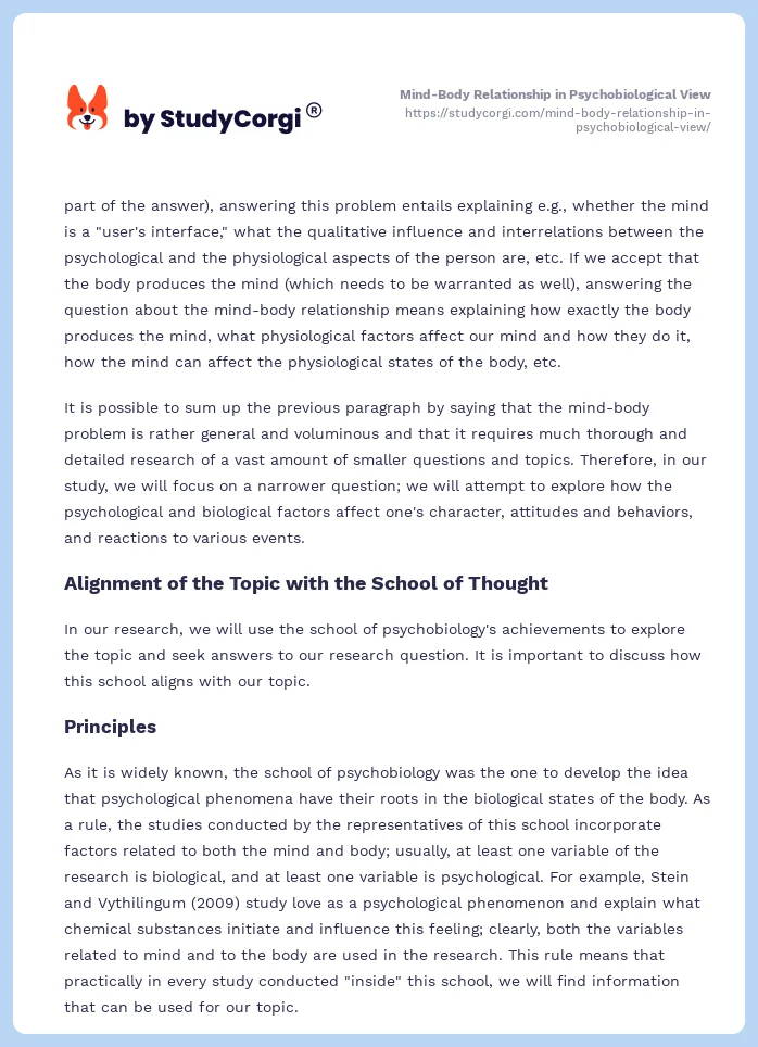 Mind-Body Relationship in Psychobiological View. Page 2