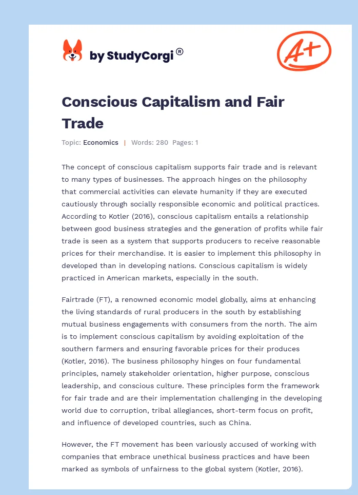 Conscious Capitalism and Fair Trade. Page 1