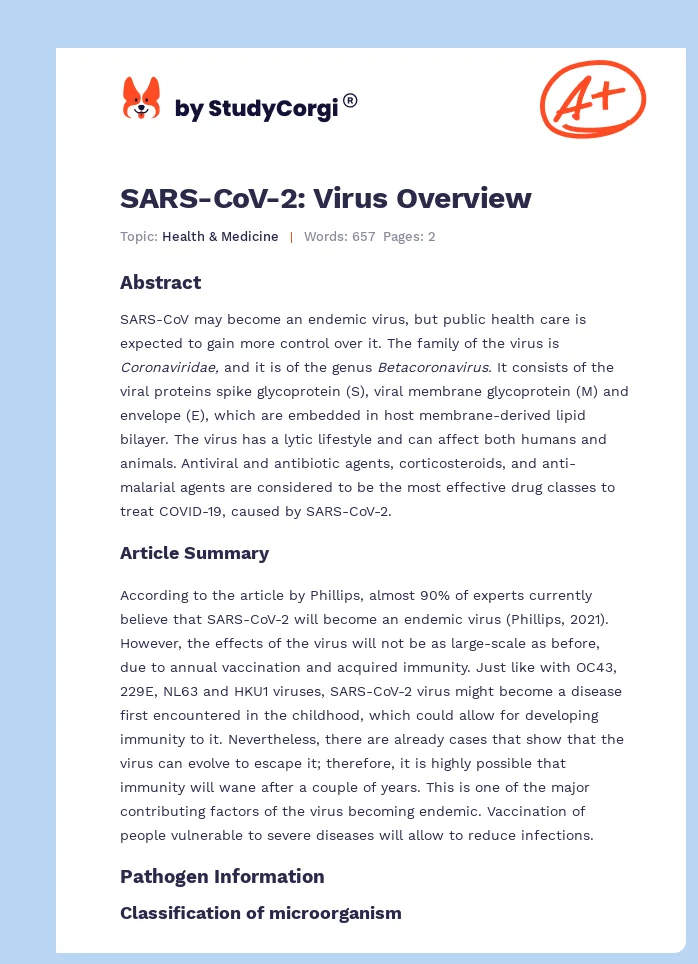 SARS-CoV-2: Virus Overview. Page 1