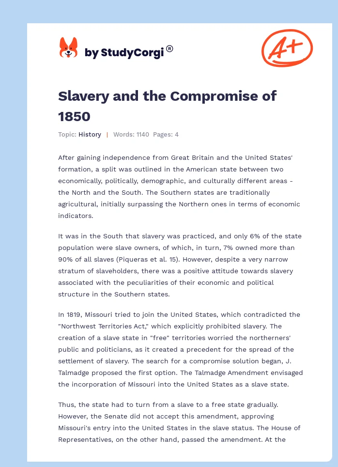 Slavery and the Compromise of 1850. Page 1