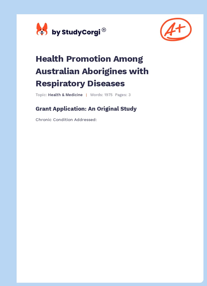 Health Promotion Among Australian Aborigines with Respiratory Diseases. Page 1