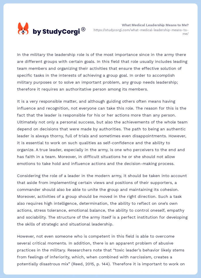 What Medical Leadership Means to Me?. Page 2