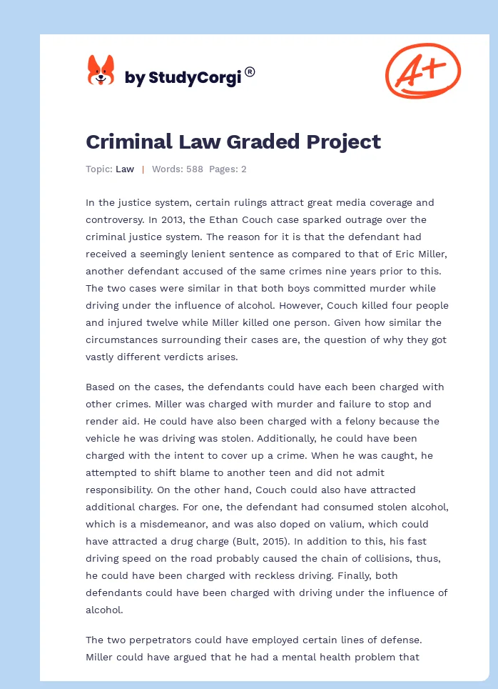 Criminal Law Graded Project. Page 1