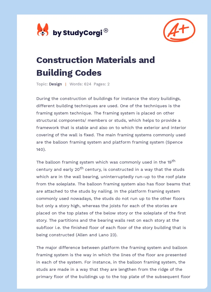 Construction Materials and Building Codes. Page 1