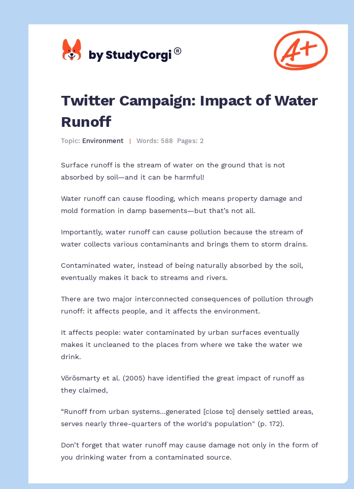 Twitter Campaign: Impact of Water Runoff. Page 1