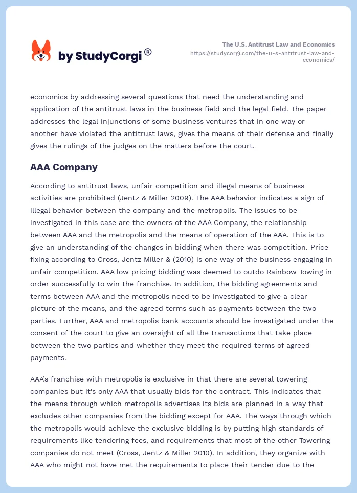 The U.S. Antitrust Law and Economics. Page 2