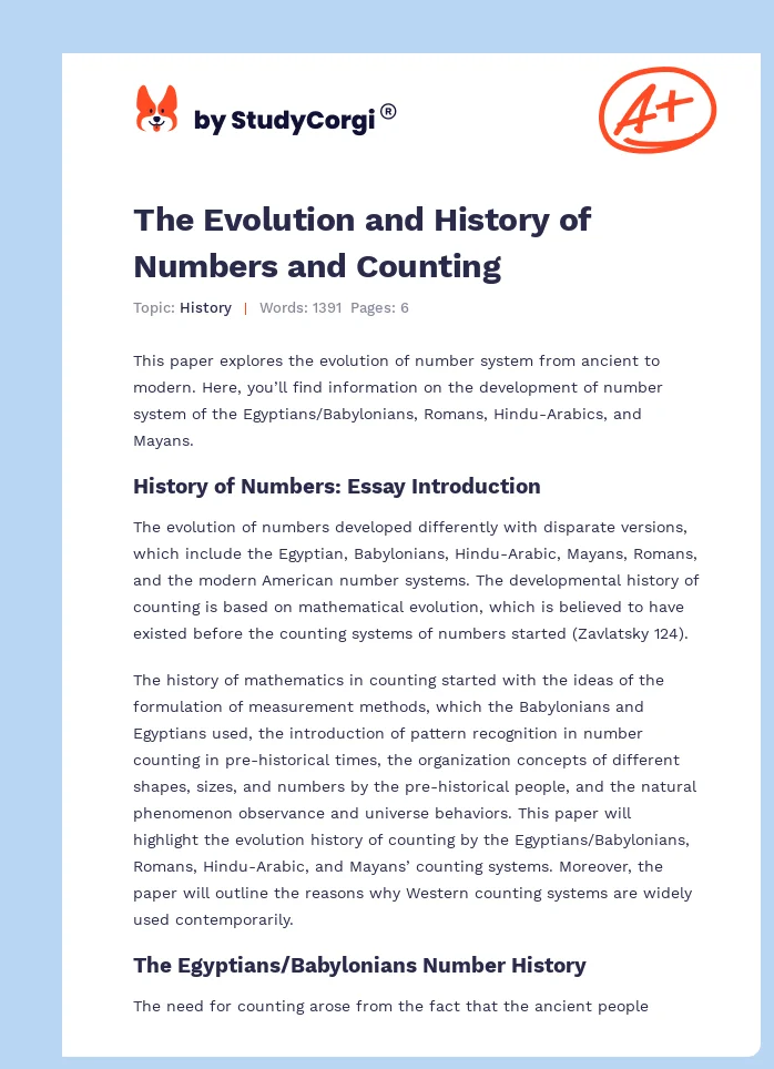 The Evolution and History of Numbers and Counting. Page 1