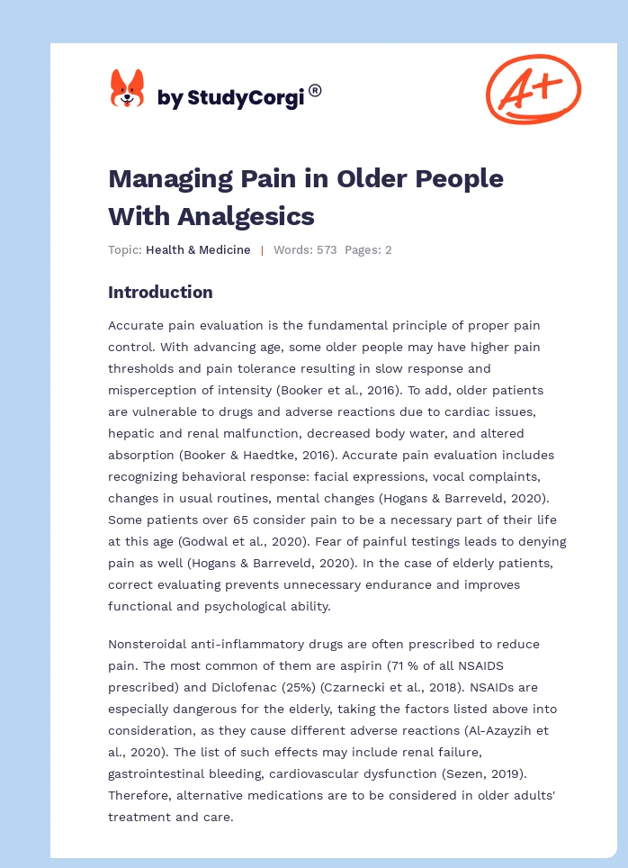 Managing Pain in Older People With Analgesics. Page 1