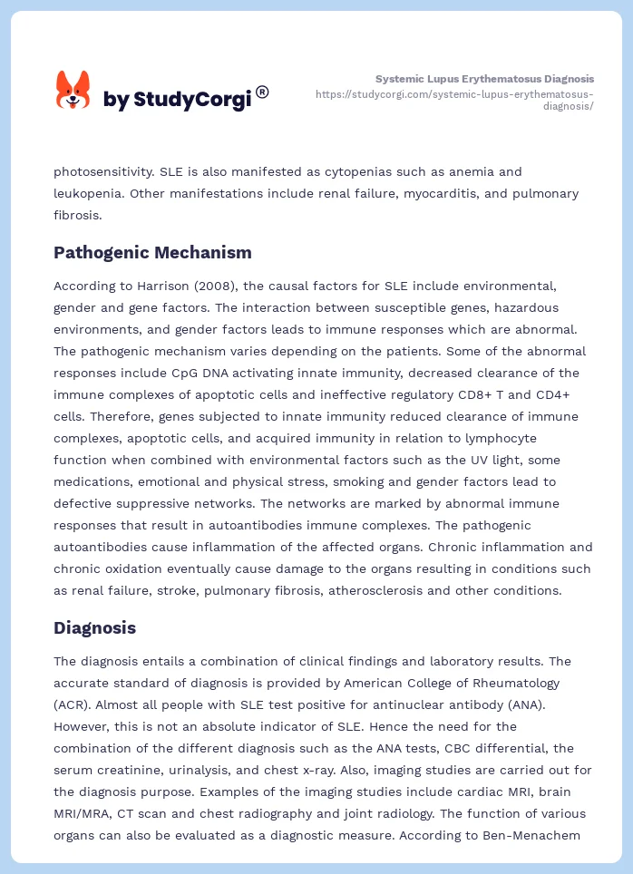 Systemic Lupus Erythematosus Diagnosis. Page 2