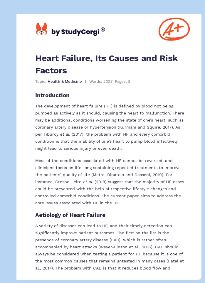 Heart Failure, Its Causes and Risk Factors. Page 1