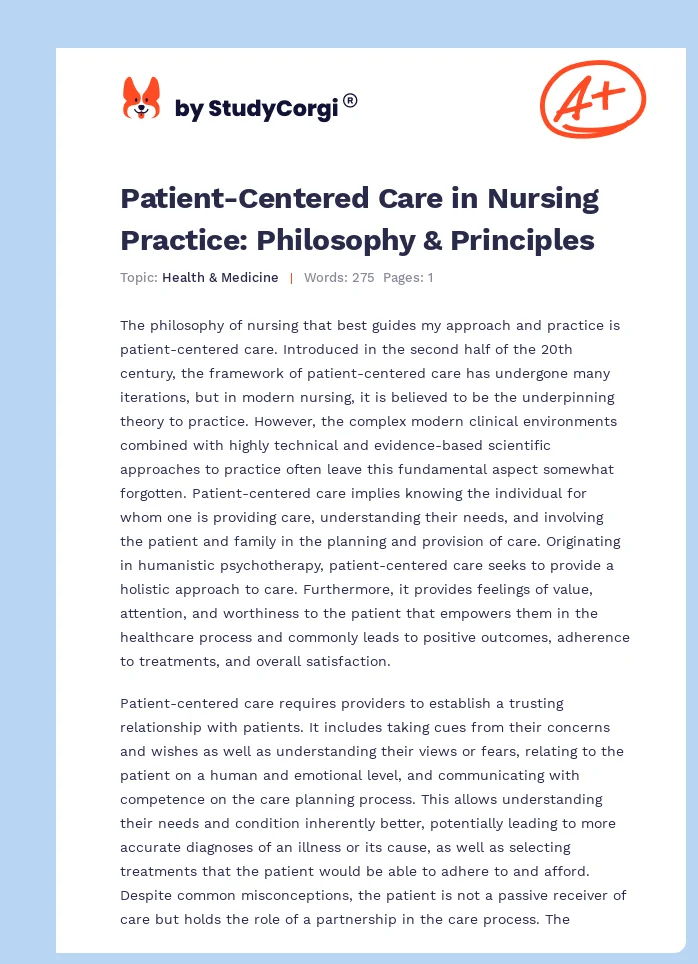 Philosophy of Nursing and Advanced Practice. Page 1