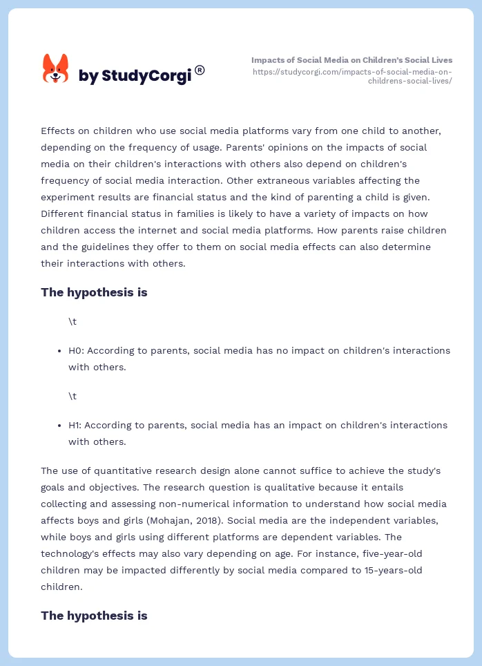 Impacts of Social Media on Children’s Social Lives. Page 2