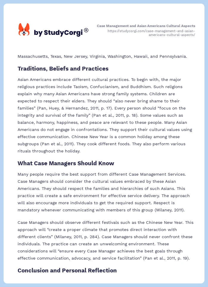Case Management and Asian Americans Cultural Aspects. Page 2