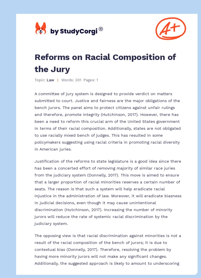 Reforms on Racial Composition of the Jury. Page 1